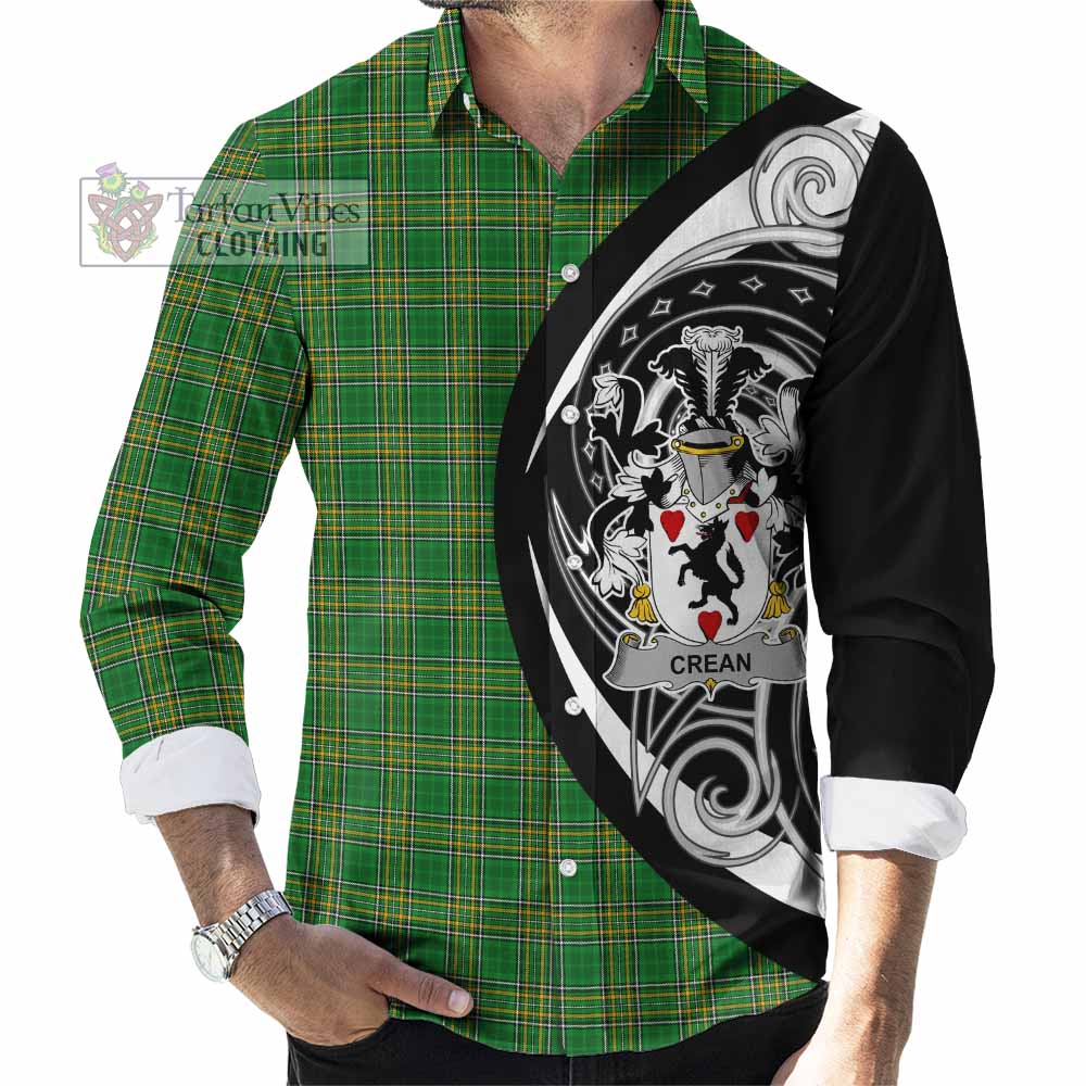 Tartan Vibes Clothing Crean Irish Clan Long Sleeve Button Shirt Celtic Circle Style