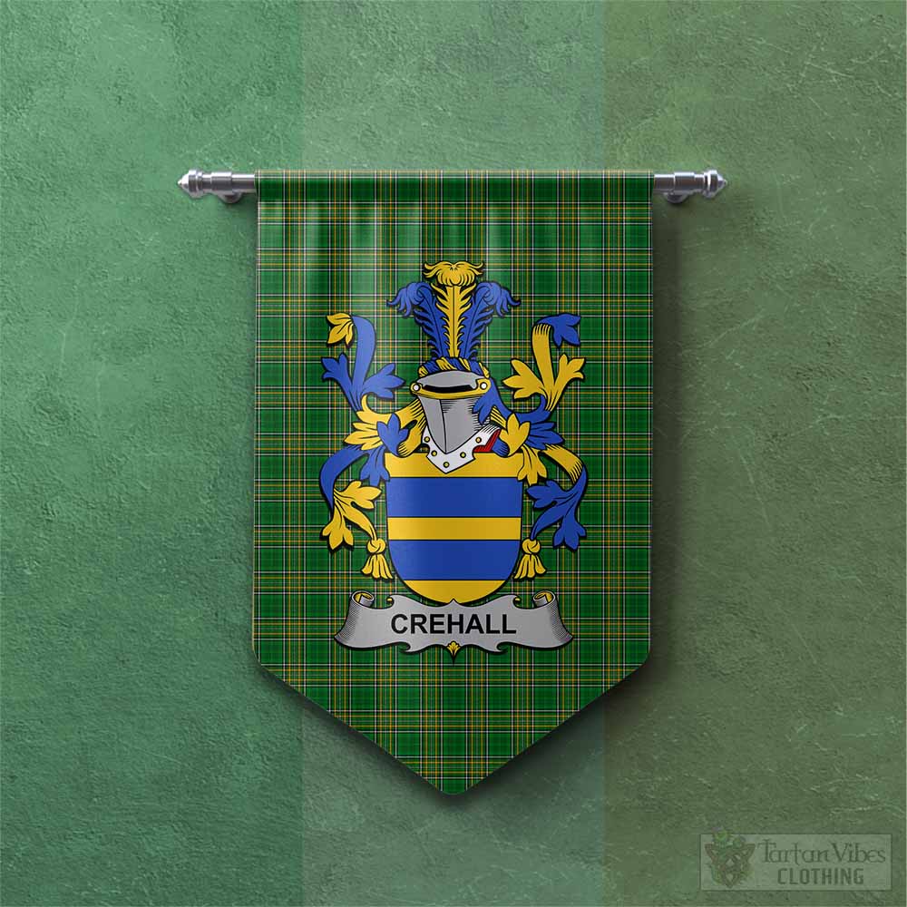 Tartan Vibes Clothing Crehall Irish Clan Tartan Gonfalon, Tartan Banner with Coat of Arms