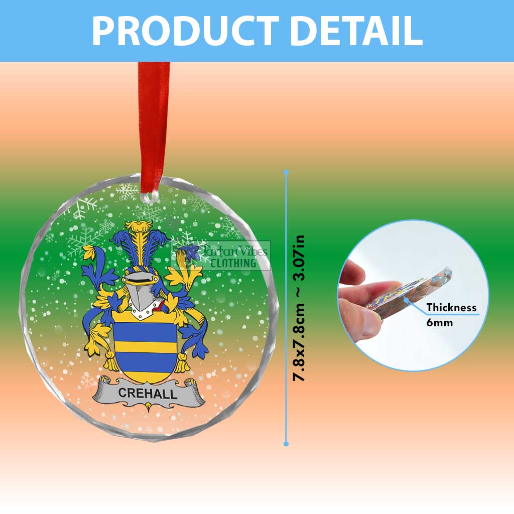 Tartan Vibes Clothing Crehall Irish Clan Christmas Glass Ornament with Coat of Arms