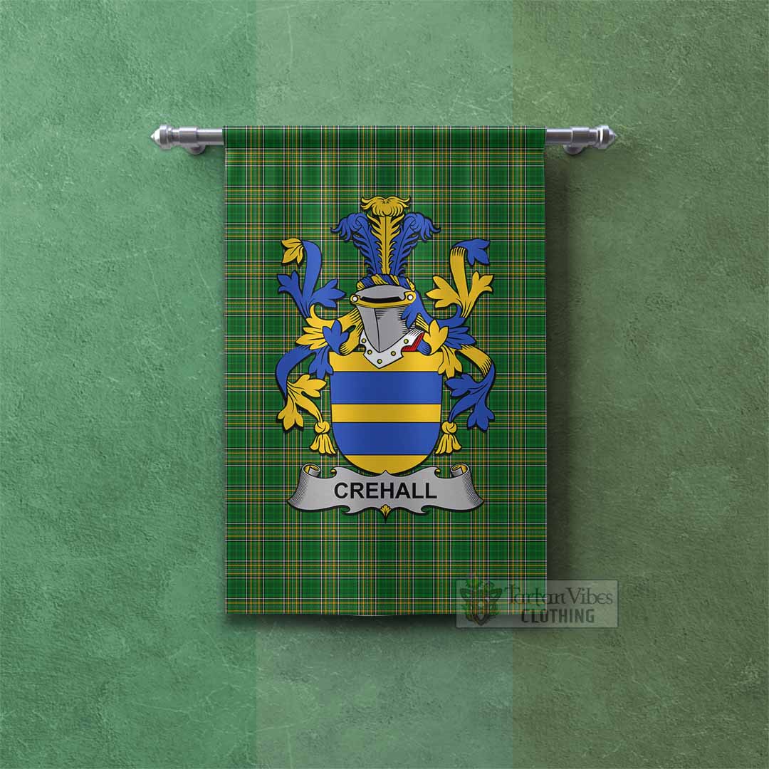 Tartan Vibes Clothing Crehall Irish Clan Tartan Gonfalon, Tartan Banner with Coat of Arms