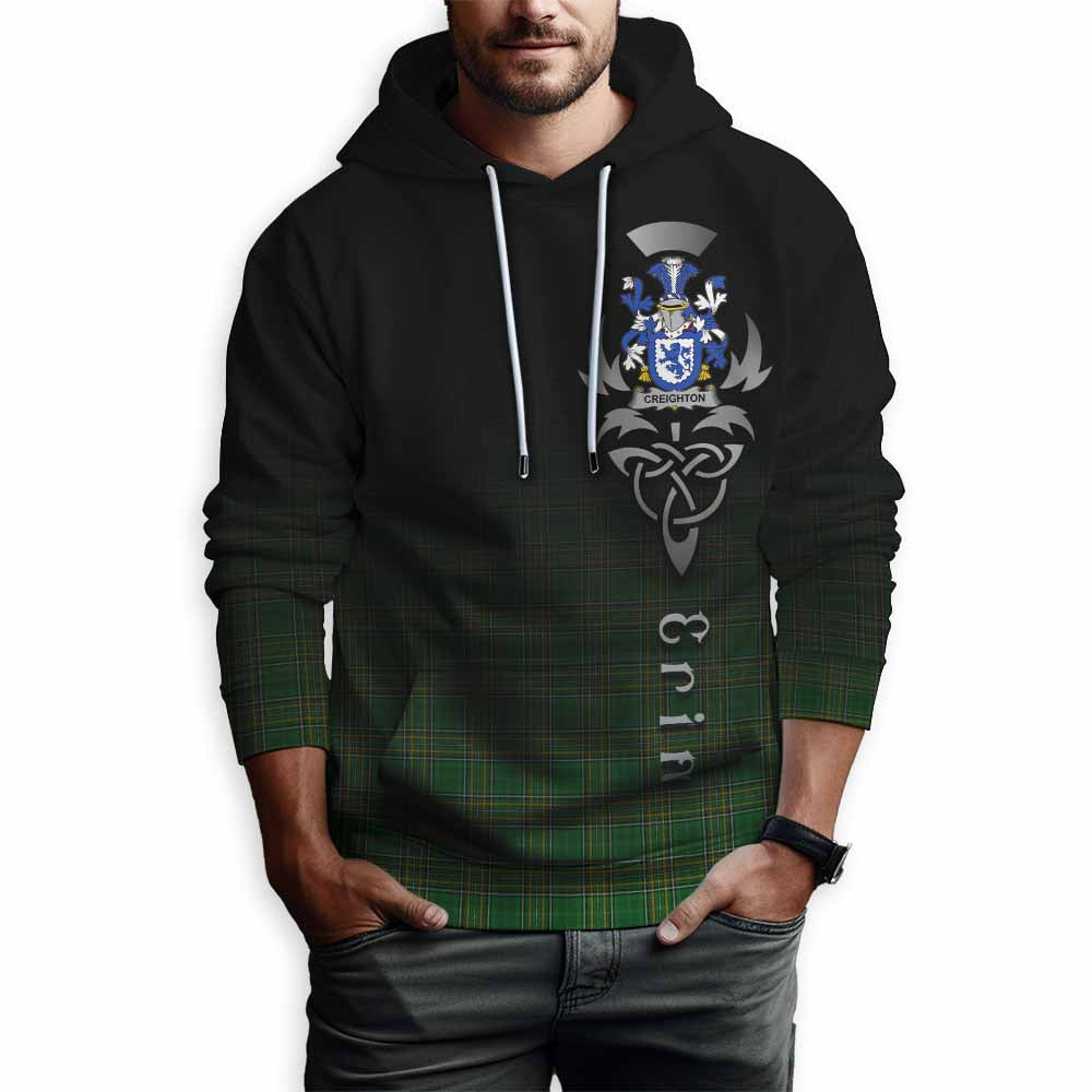 Tartan Vibes Clothing Creighton Irish Clan Hoodie with Coat of Arms Erin Go Bragh Celtic Inspired