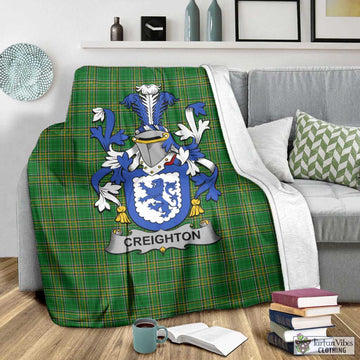 Creighton Irish Clan Tartan Blanket with Coat of Arms - Tartan Vibes Clothing