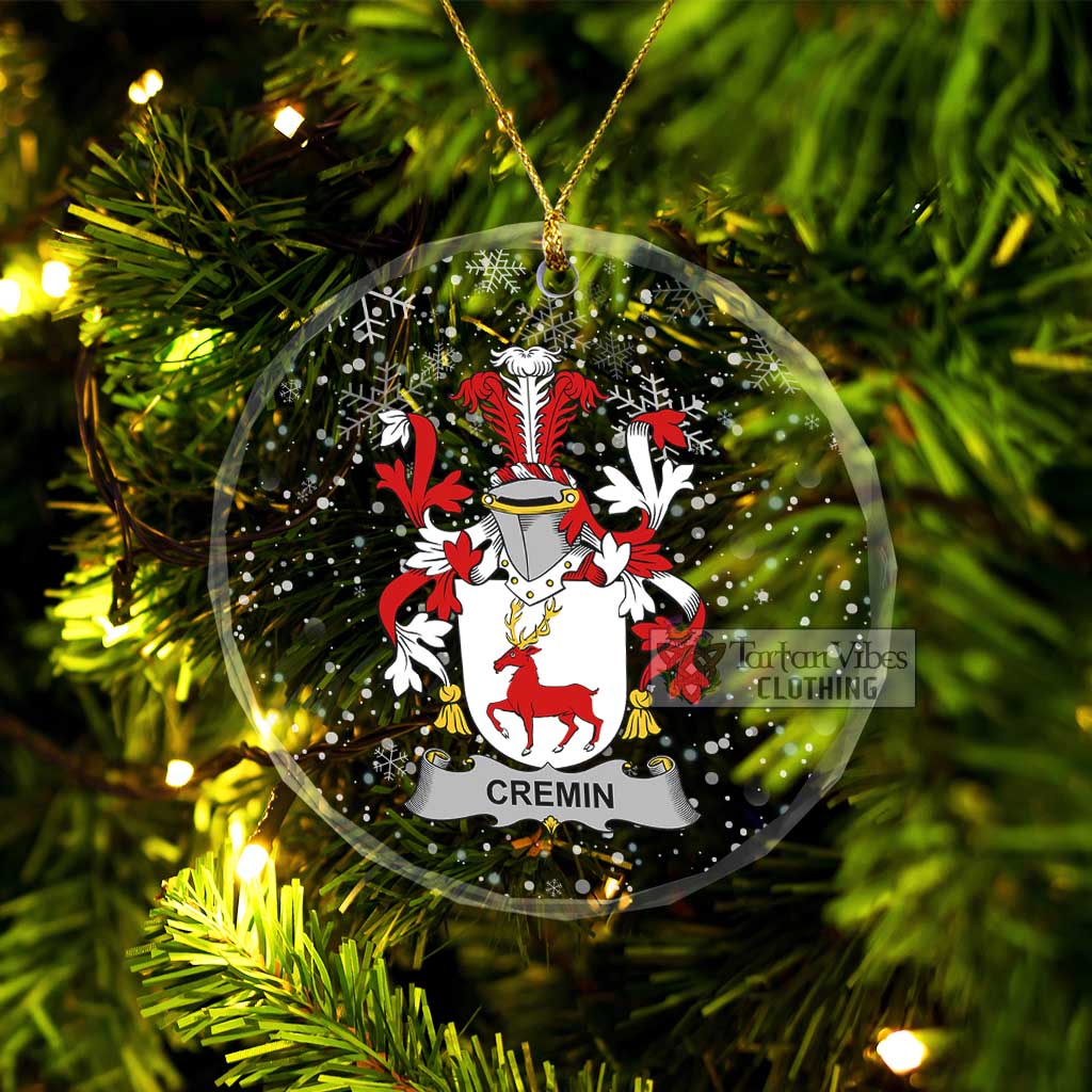 Cremin Irish Clan Christmas Glass Ornament with Coat of Arms Transparent Glass Circle - 2D-tartanvibesclothing