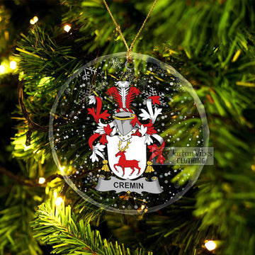 Tartan Vibes Clothing Cremin Irish Clan Christmas Glass Ornament with Coat of Arms