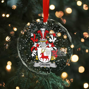 Tartan Vibes Clothing Cremin Irish Clan Christmas Glass Ornament with Coat of Arms