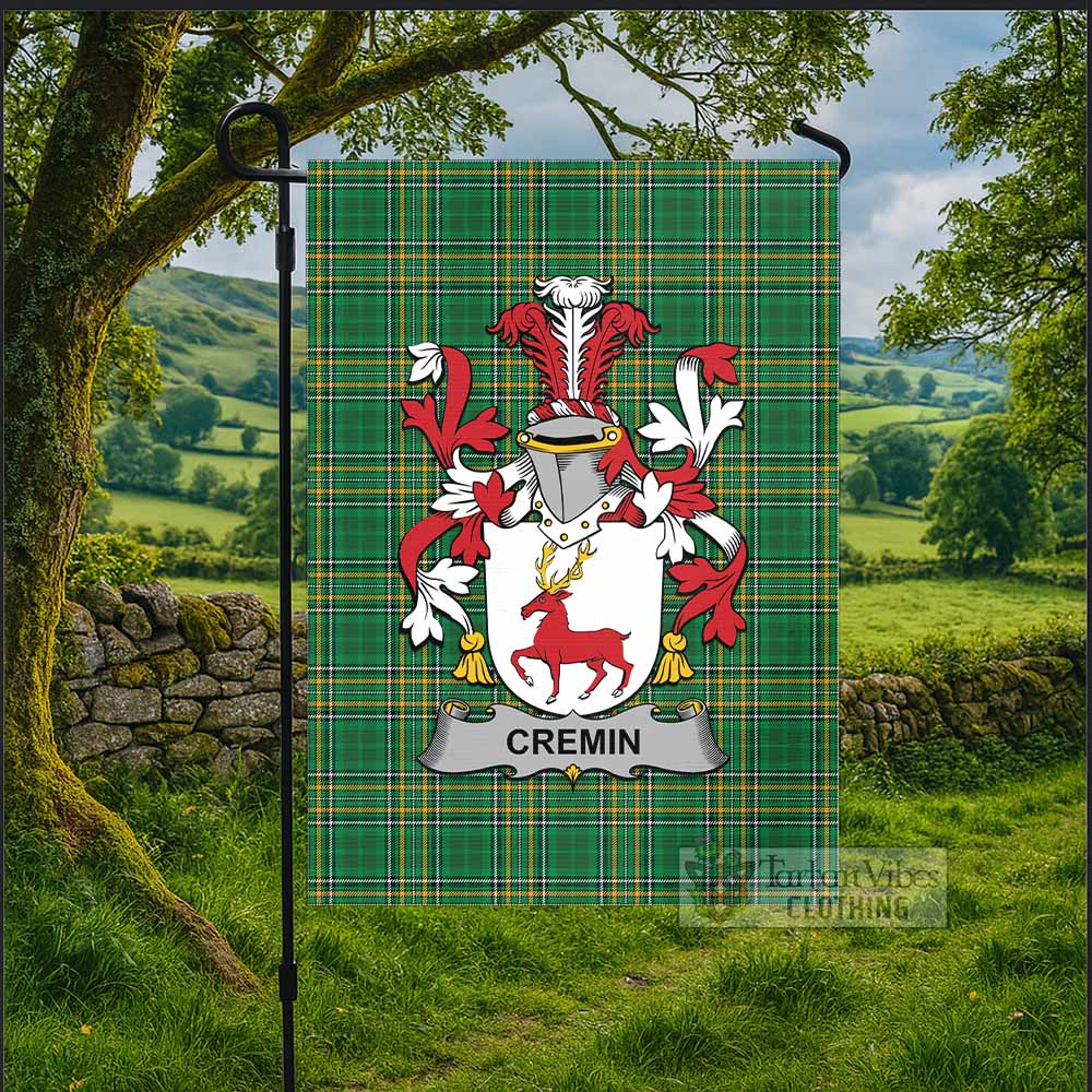 Cremin Irish Clan Tartan Flag with Coat of Arms