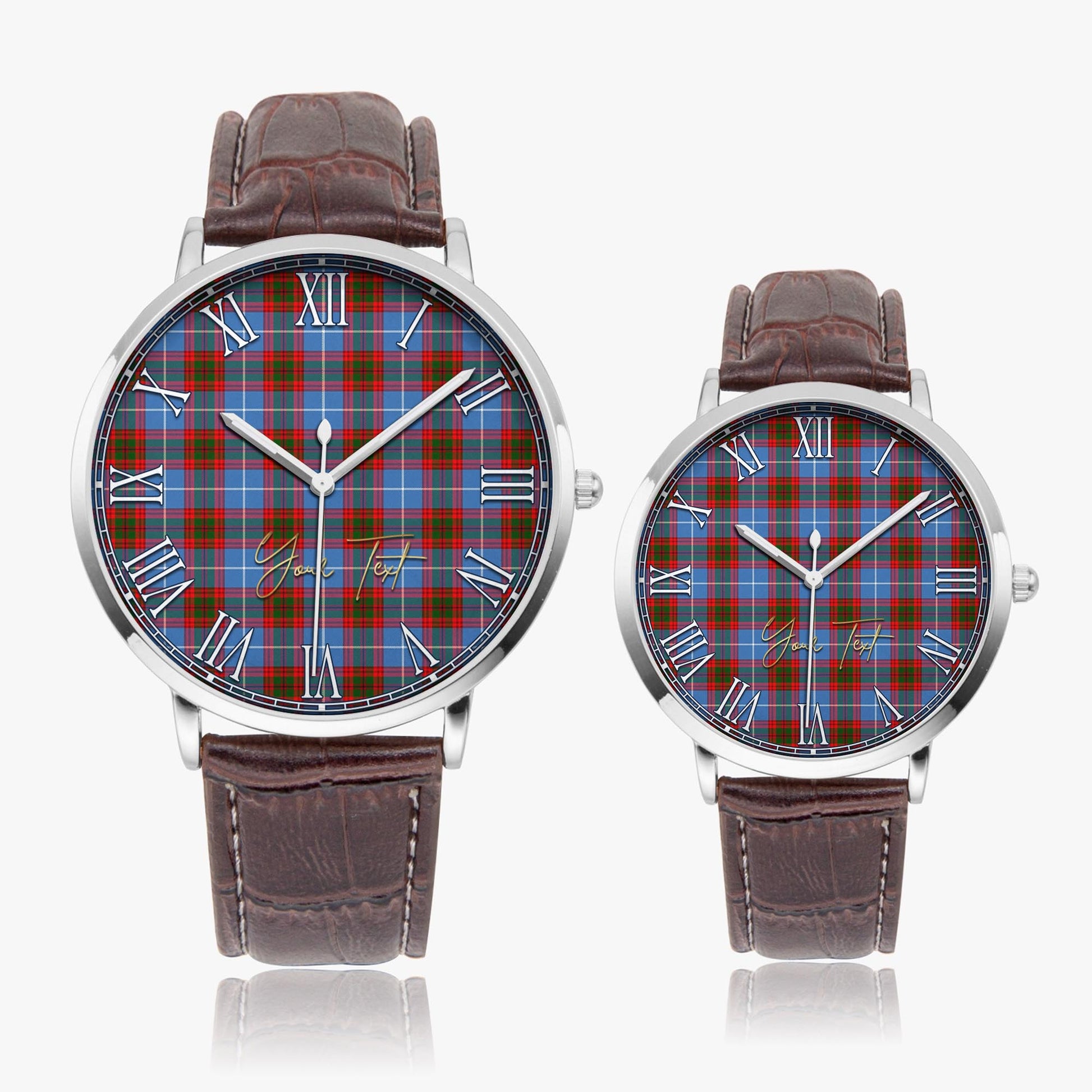 Crichton (Crighton) Tartan Personalized Your Text Leather Trap Quartz Watch - Tartan Vibes Clothing