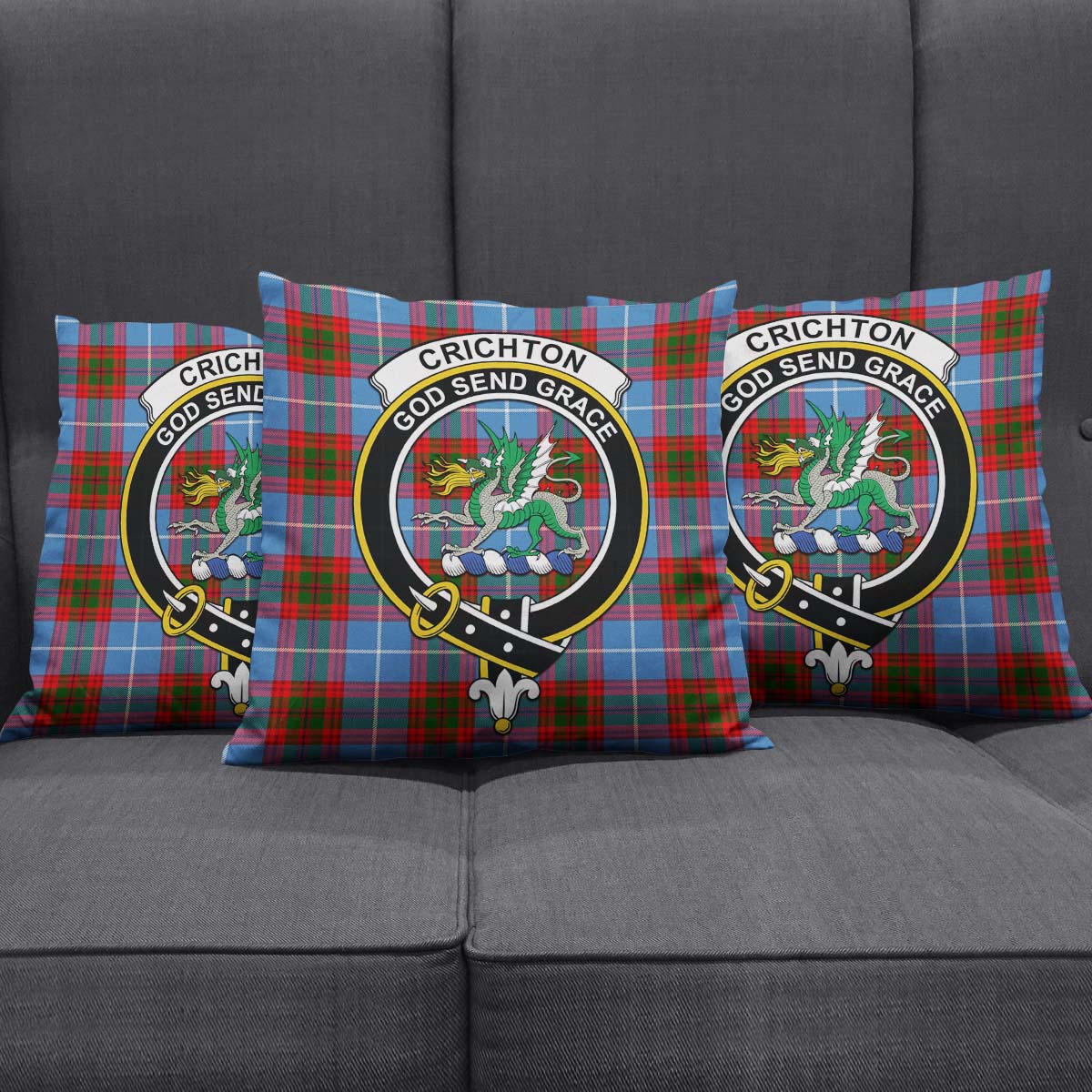 Crichton (Crighton) Tartan Pillow Cover with Family Crest Rectangle Pillow Cover 51*91cm - Tartan Vibes Clothing