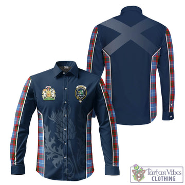 Crichton Tartan Long Sleeve Button Up Shirt with Family Crest and Scottish Thistle Vibes Sport Style