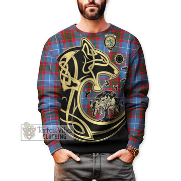 Crichton (Crighton) Tartan Sweatshirt with Family Crest Celtic Wolf Style Unisex - Tartan Vibes Clothing