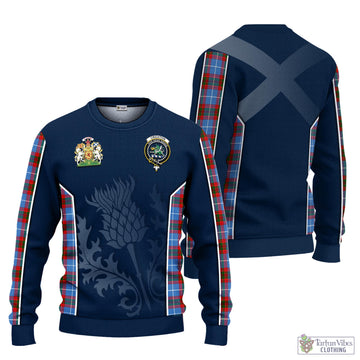 Crichton (Crighton) Tartan Knitted Sweatshirt with Family Crest and Scottish Thistle Vibes Sport Style Unisex - Tartan Vibes Clothing