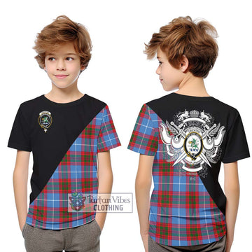 Crichton (Crighton) Tartan Kid T-Shirt with Family Crest and Military Logo Style Youth XL Size14 - Tartanvibesclothing Shop
