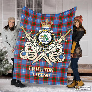 Crichton Tartan Blanket with Clan Crest and the Golden Sword of Courageous Legacy