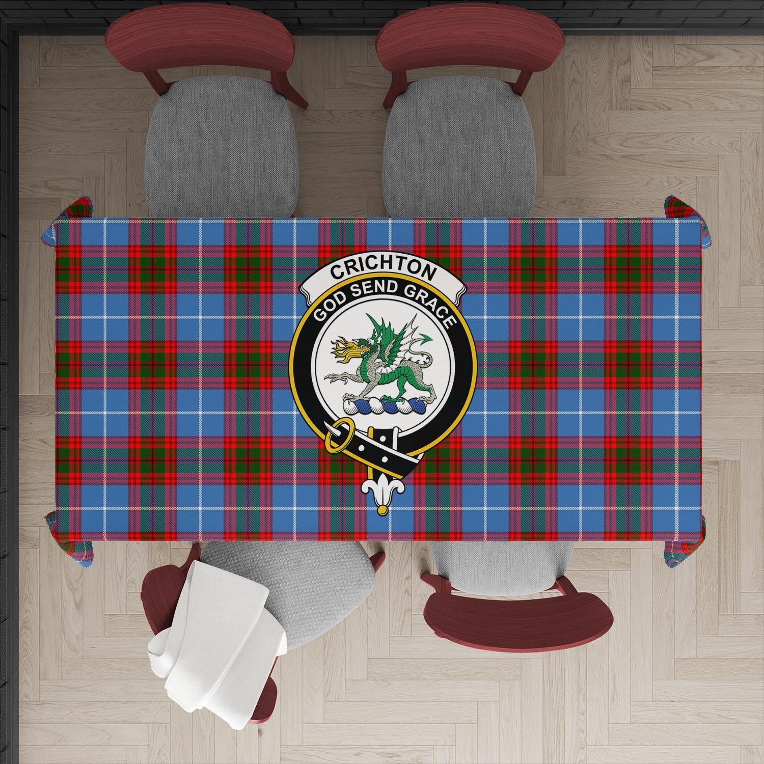 Crichton (Crighton) Tartan Tablecloth with Family Crest XL 57.1"x70.9"(145x180cm) - Tartan Vibes Clothing