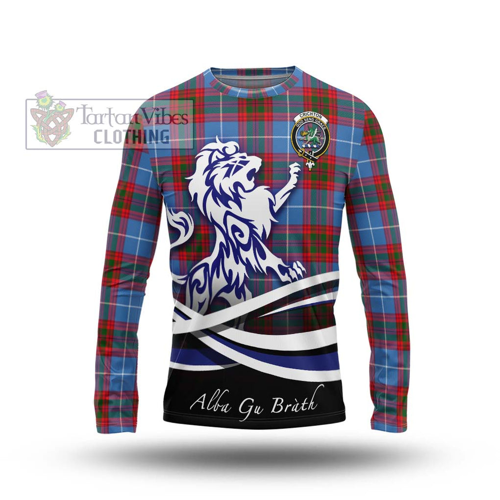 Crichton (Crighton) Tartan Long Sleeve T-Shirt with Alba Gu Brath Regal Lion Emblem Unisex - Tartan Vibes Clothing