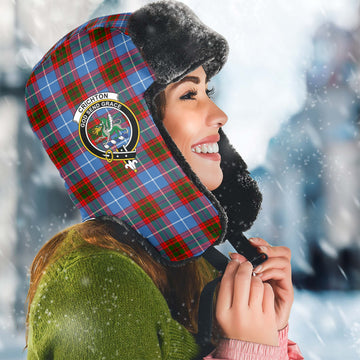 Crichton (Crighton) Tartan Winter Trapper Hat with Family Crest Winter Trapper Hat Universal Fit Circumference 22.8in (58cm) - Tartan Vibes Clothing