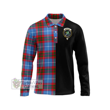 Crichton (Crighton) Tartan Long Sleeve Polo Shirt with Family Crest and Half Of Me Style Unisex - Tartanvibesclothing Shop