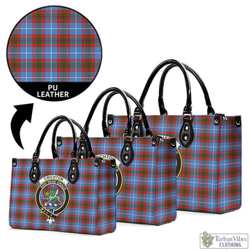 Crichton (Crighton) Tartan Luxury Leather Handbags with Family Crest L - Tartan Vibes Clothing