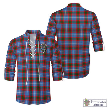 Crichton (Crighton) Tartan Men's Scottish Traditional Jacobite Ghillie Kilt Shirt with Family Crest Men - Tartan Vibes Clothing