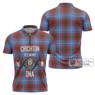 Crichton (Crighton) Tartan Zipper Polo Shirt with Family Crest DNA In Me Style Unisex - Tartan Vibes Clothing