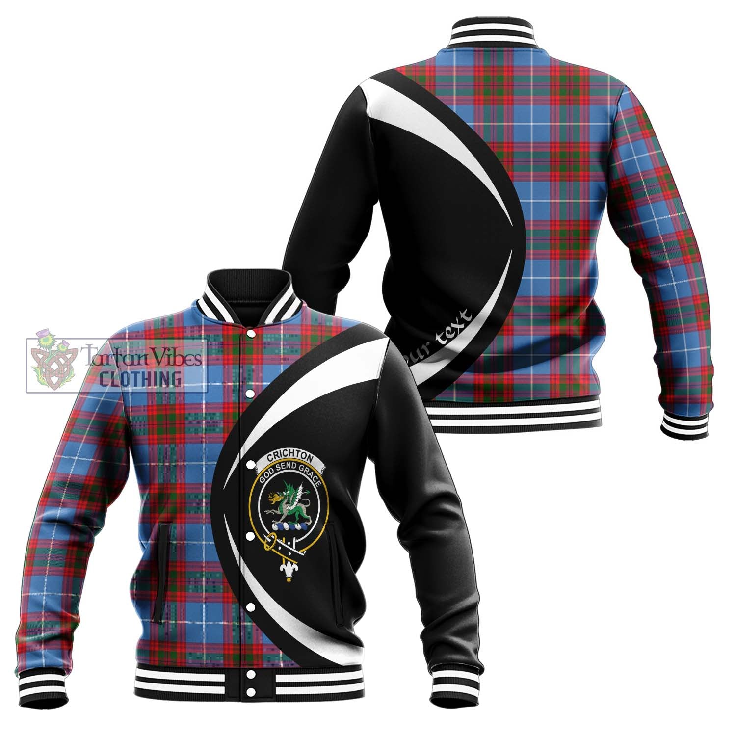 Crichton (Crighton) Tartan Baseball Jacket with Family Crest Circle Style Unisex - Tartan Vibes Clothing