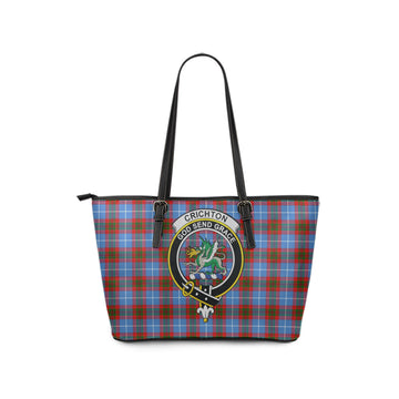 Crichton Tartan Leather Tote Bag with Family Crest