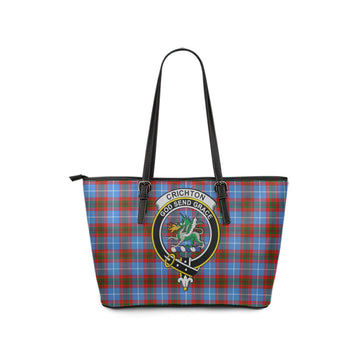 Crichton (Crighton) Tartan Leather Tote Bag with Family Crest - Tartan Vibes Clothing