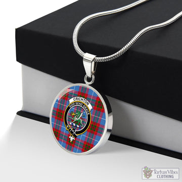 Crichton (Crighton) Tartan Circle Necklace with Family Crest Luxury Necklace (Silver) No - Tartan Vibes Clothing