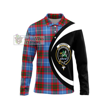Crichton (Crighton) Tartan Long Sleeve Polo Shirt with Family Crest Circle Style Unisex - Tartan Vibes Clothing