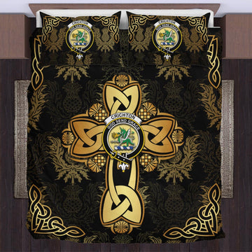 Crichton Clan Bedding Sets Gold Thistle Celtic Style