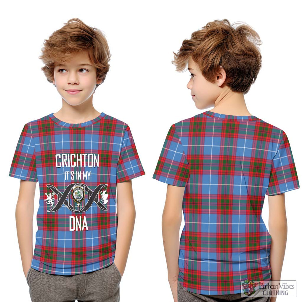 Crichton (Crighton) Tartan Kid T-Shirt with Family Crest DNA In Me Style Youth XL Size14 - Tartan Vibes Clothing
