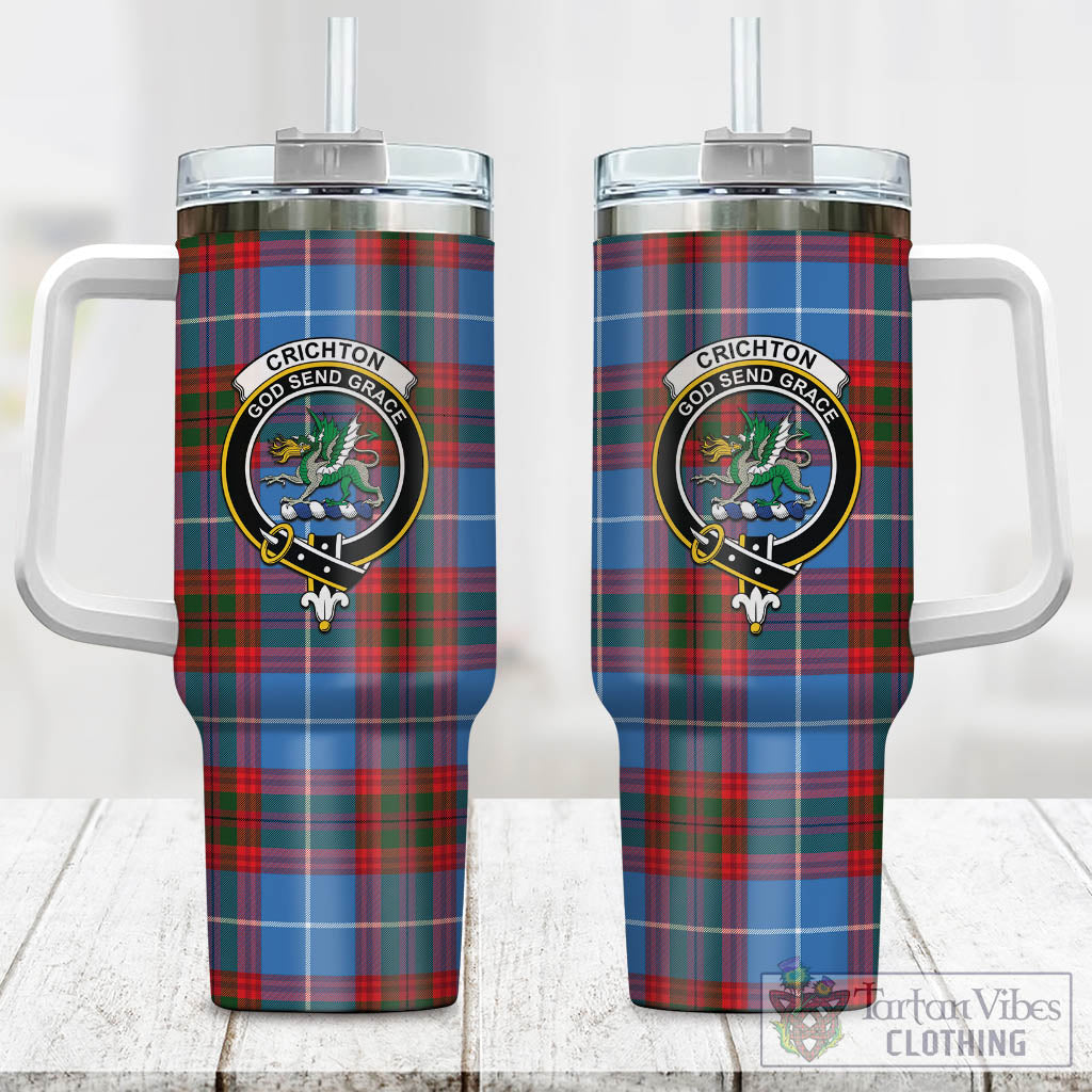 Crichton (Crighton) Tartan Tumbler with Handle with Family Crest One Size 40 OZ - Tartan Vibes Clothing