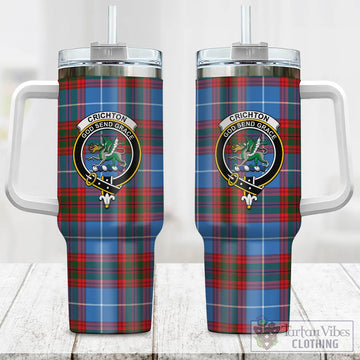 Crichton (Crighton) Tartan Tumbler with Handle with Family Crest One Size 40 OZ - Tartan Vibes Clothing
