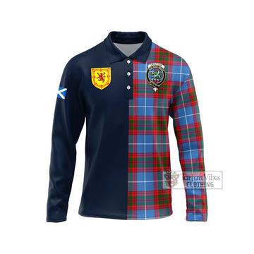 Crichton (Crighton) Tartan Long Sleeve Polo Shirt Alba with Scottish Lion Royal Arm Half Style Unisex - Tartan Vibes Clothing