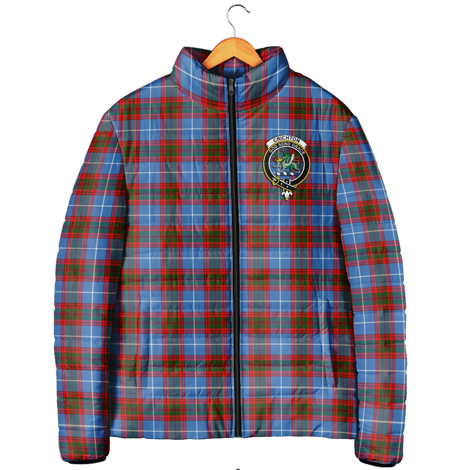 Crichton (Crighton) Tartan Padded Jacket with Family Crest Men's Padded Jacket - Tartan Vibes Clothing
