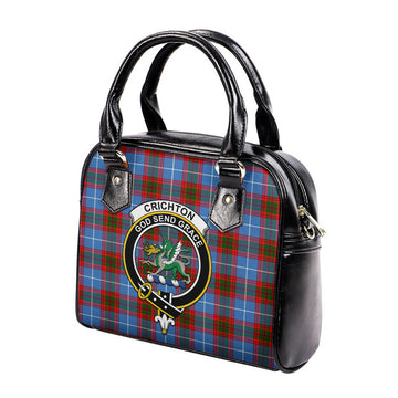 Crichton Tartan Shoulder Handbags with Family Crest