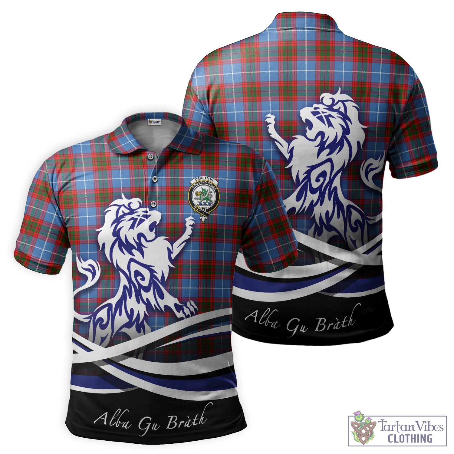 Crichton (Crighton) Tartan Polo Shirt with Alba Gu Brath Regal Lion Emblem - Tartan Vibes Clothing
