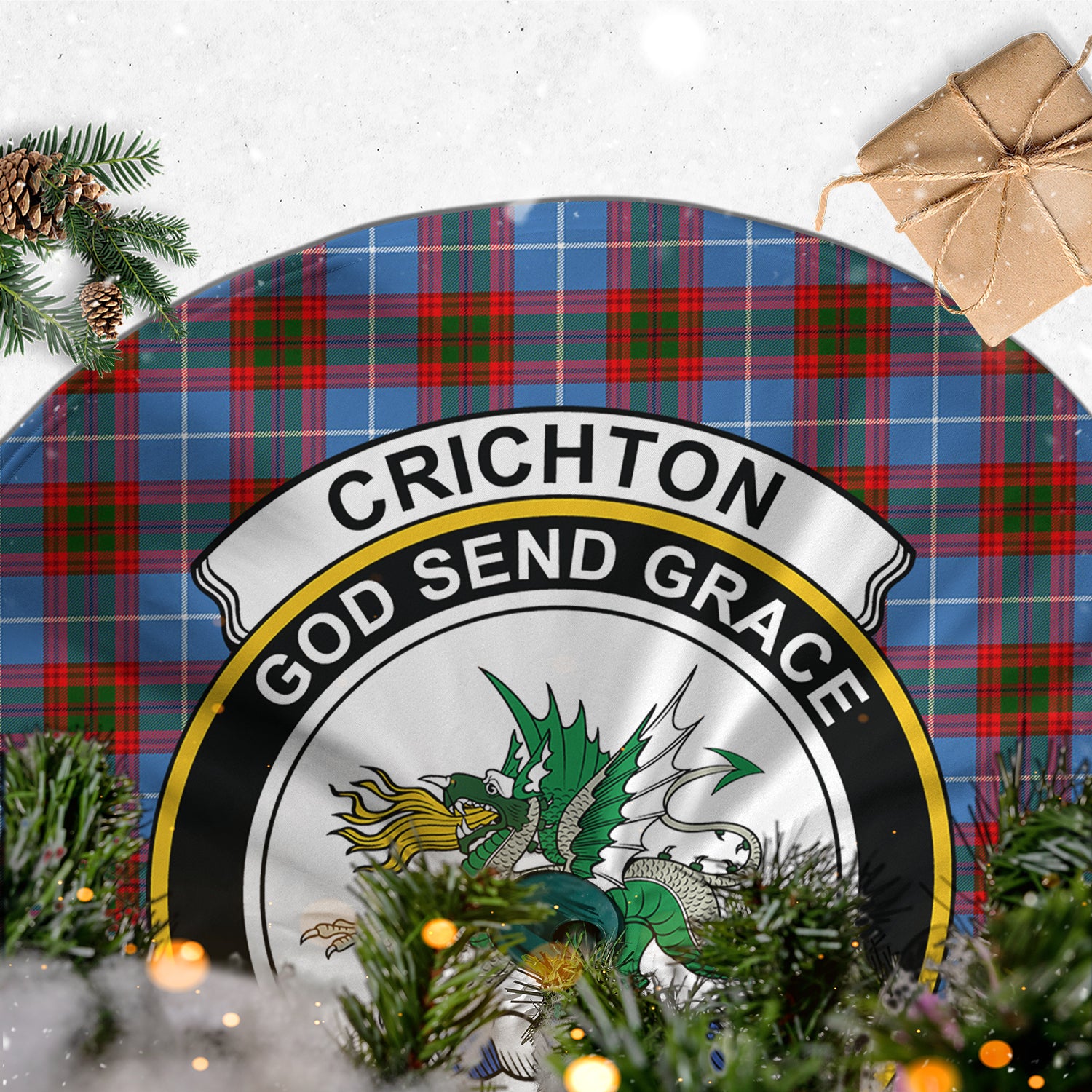 Crichton (Crighton) Tartan Christmas Tree Skirt with Family Crest - Tartan Vibes Clothing