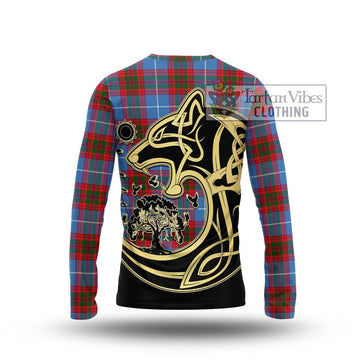 Crichton (Crighton) Tartan Long Sleeve T-Shirt with Family Crest Celtic Wolf Style - Tartan Vibes Clothing