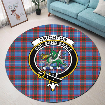 Crichton (Crighton) Tartan Round Rug with Family Crest - Tartan Vibes Clothing