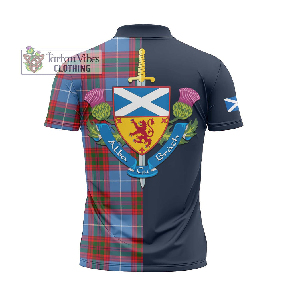Crichton (Crighton) Tartan Zipper Polo Shirt Alba with Scottish Lion Royal Arm Half Style - Tartan Vibes Clothing