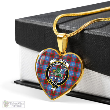 Crichton (Crighton) Tartan Heart Necklace with Family Crest - Tartan Vibes Clothing
