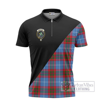 Crichton (Crighton) Tartan Zipper Polo Shirt with Family Crest and Military Logo Style - Tartan Vibes Clothing