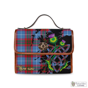 Crichton Tartan Waterproof Canvas Bag with Scotland Map and Thistle Celtic Accents