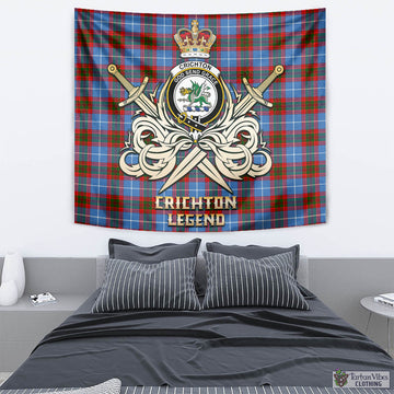 Crichton (Crighton) Tartan Tapestry with Clan Crest and the Golden Sword of Courageous Legacy - Tartan Vibes Clothing