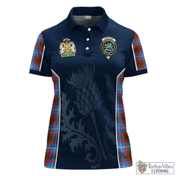 Crichton Tartan Women's Polo Shirt with Family Crest and Scottish Thistle Vibes Sport Style