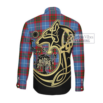 Crichton (Crighton) Tartan Long Sleeve Button Shirt with Family Crest Celtic Wolf Style Men's Shirt - Tartan Vibes Clothing