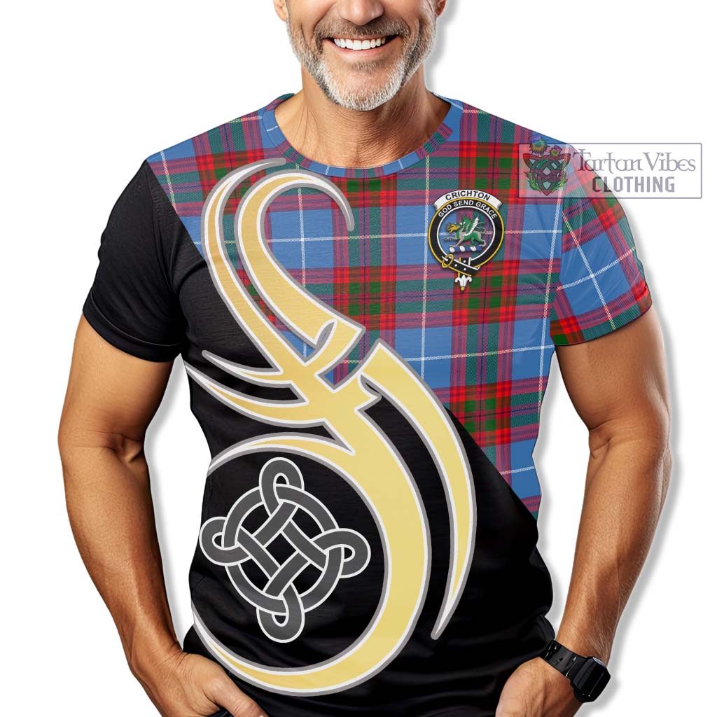 Crichton (Crighton) Tartan T-Shirt with Family Crest and Celtic Symbol Style - Tartan Vibes Clothing