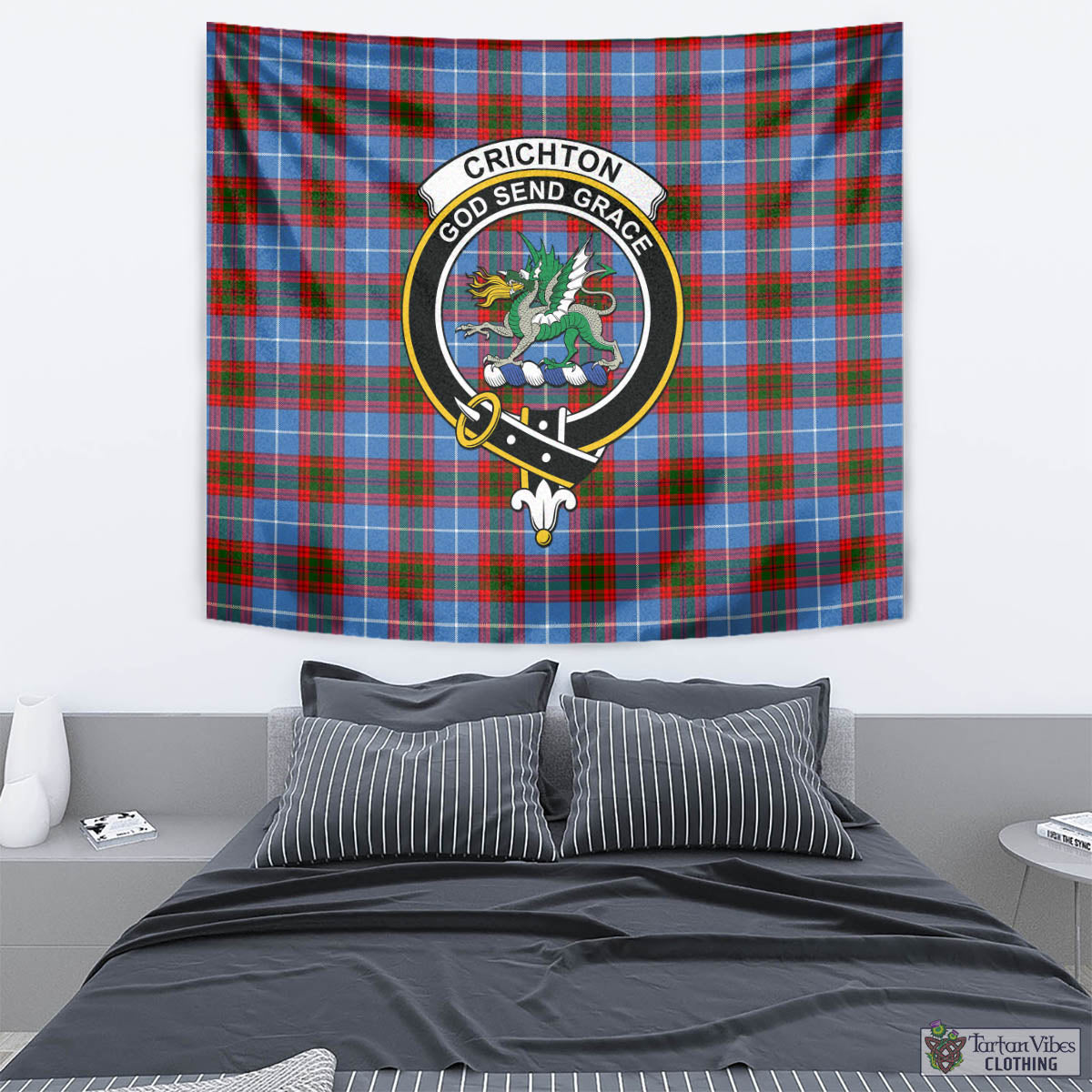 Crichton (Crighton) Tartan Tapestry Wall Hanging and Home Decor for Room with Family Crest - Tartan Vibes Clothing