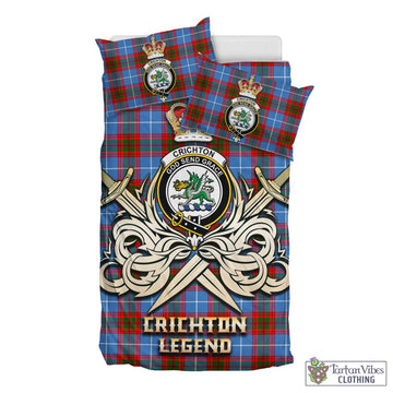 Crichton Tartan Bedding Set with Clan Crest and the Golden Sword of Courageous Legacy